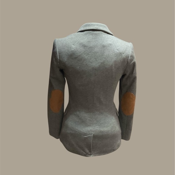 H&M COLLARED BLAZER WITH ELBOW REINFORCEMENT PATCHES IN SIZE 4.  GENTLY WORN - Picture 2 of 4